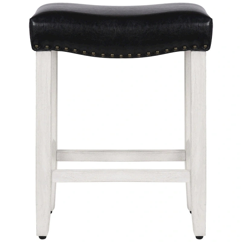 Tabouret de comptoir rembourré en polyester blanc antique
