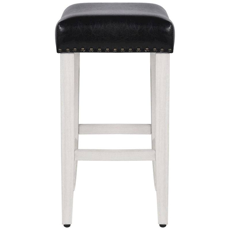 Tabouret de comptoir rembourré en polyester blanc antique