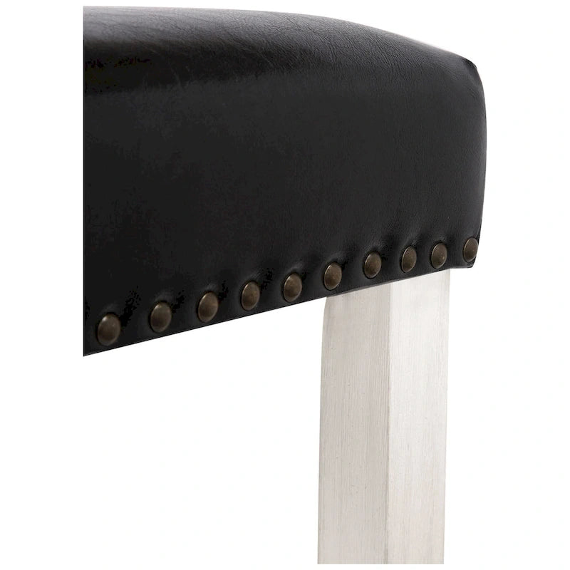 Tabouret de comptoir rembourré en polyester blanc antique