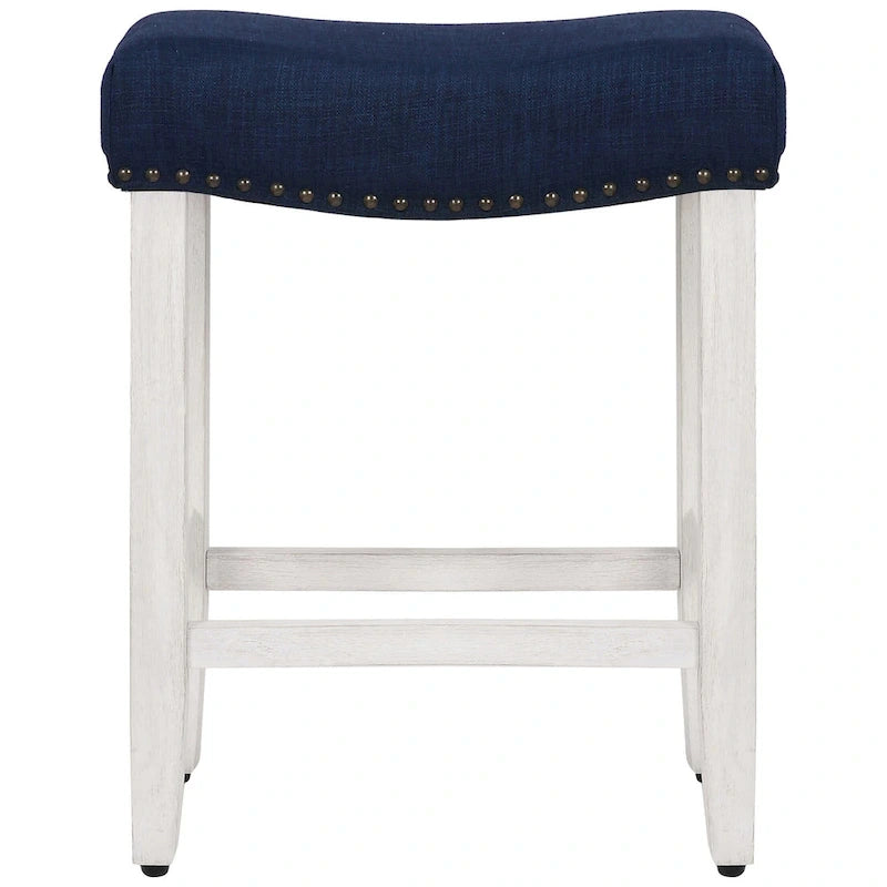Tabouret de comptoir rembourré en polyester blanc antique