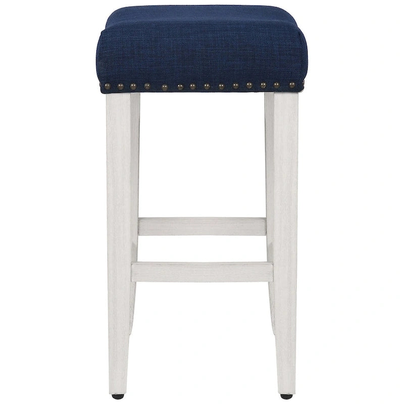 Tabouret de comptoir rembourré en polyester blanc antique