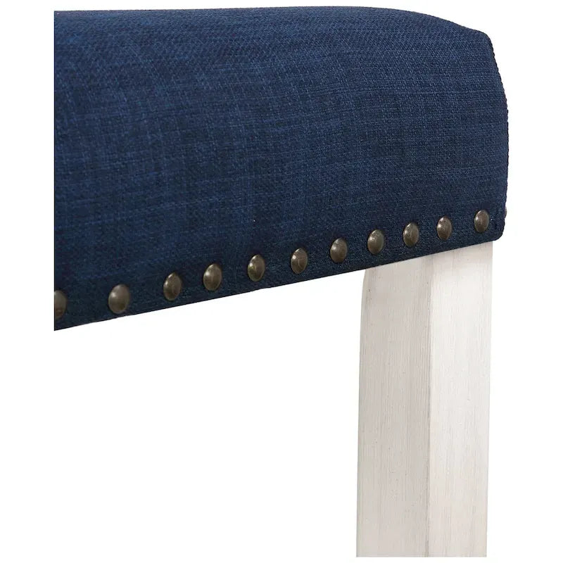 Tabouret de comptoir rembourré en polyester blanc antique