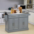 Îlot de cuisine roulant avec rangement, chariot de cuisine portable avec dessus en acier inoxydable, gris