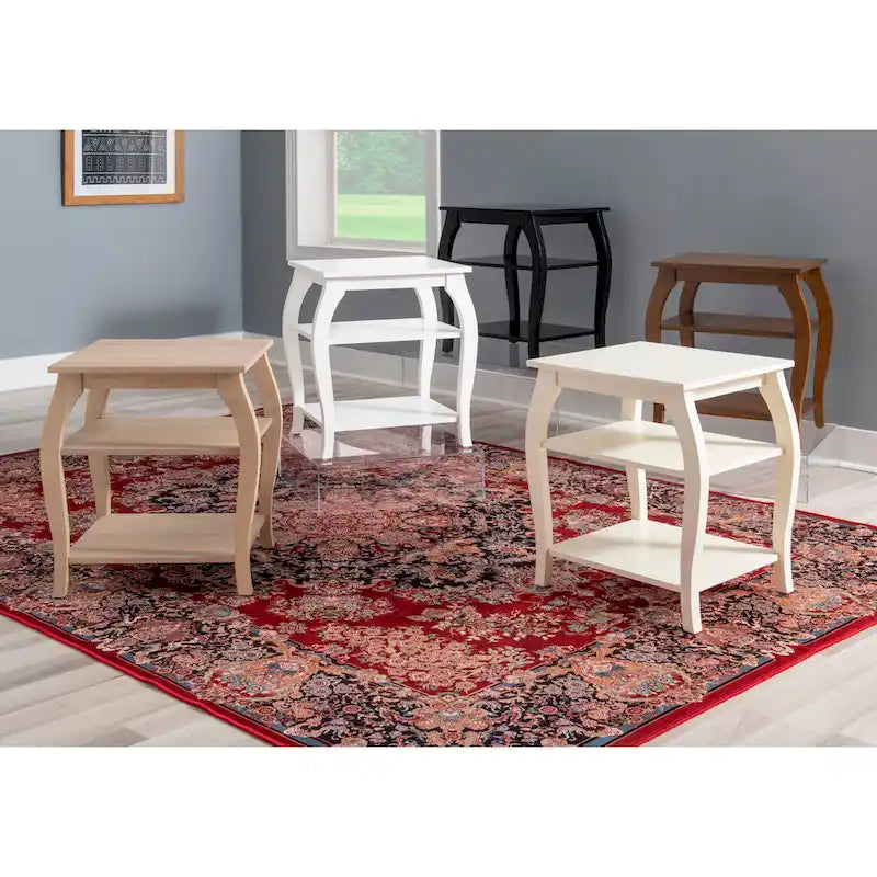 Table d'appoint de ferme en bois avec 2 étagères