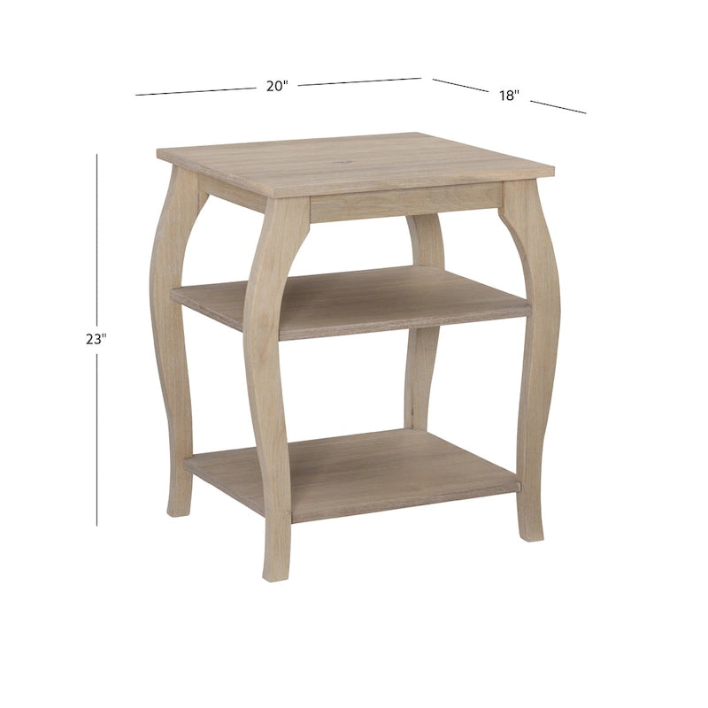 Table d'appoint de ferme en bois avec 2 étagères