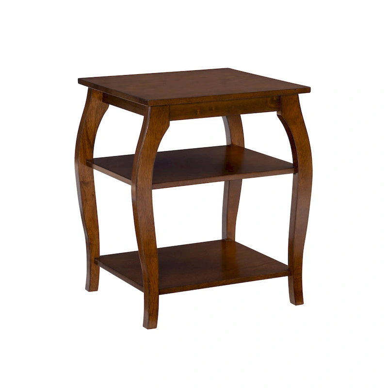 Table d'appoint de ferme en bois avec 2 étagères