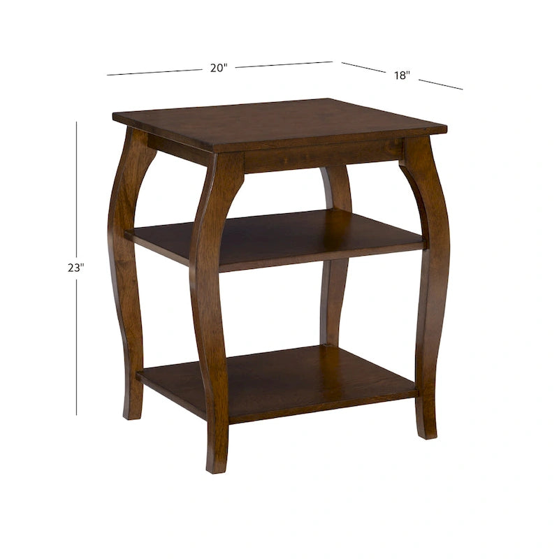 Table d'appoint de ferme en bois avec 2 étagères