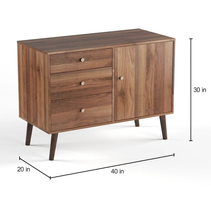 Buffet/Enfilade Moderne du Milieu du Siècle à 3 Tiroirs
