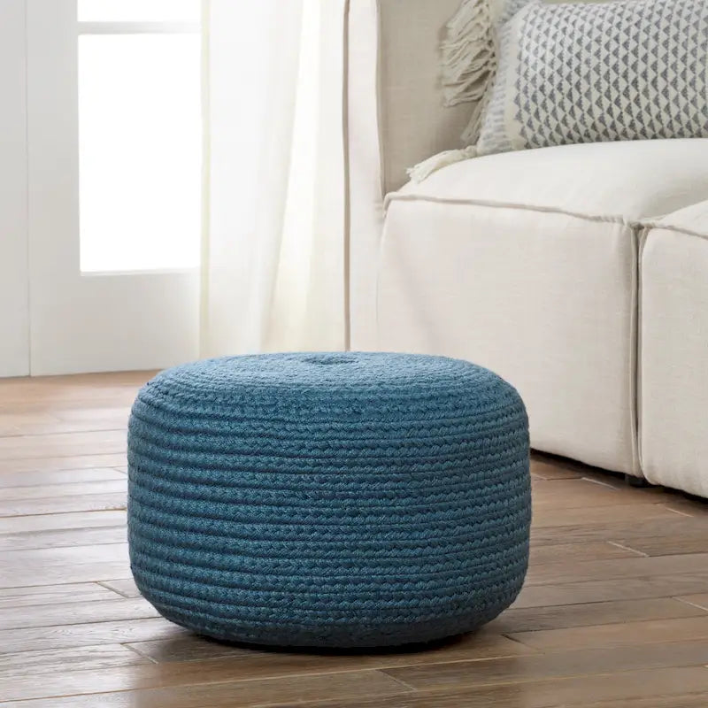 Pouf/Repose-pieds rond en polyester pour l'intérieur et l'extérieur