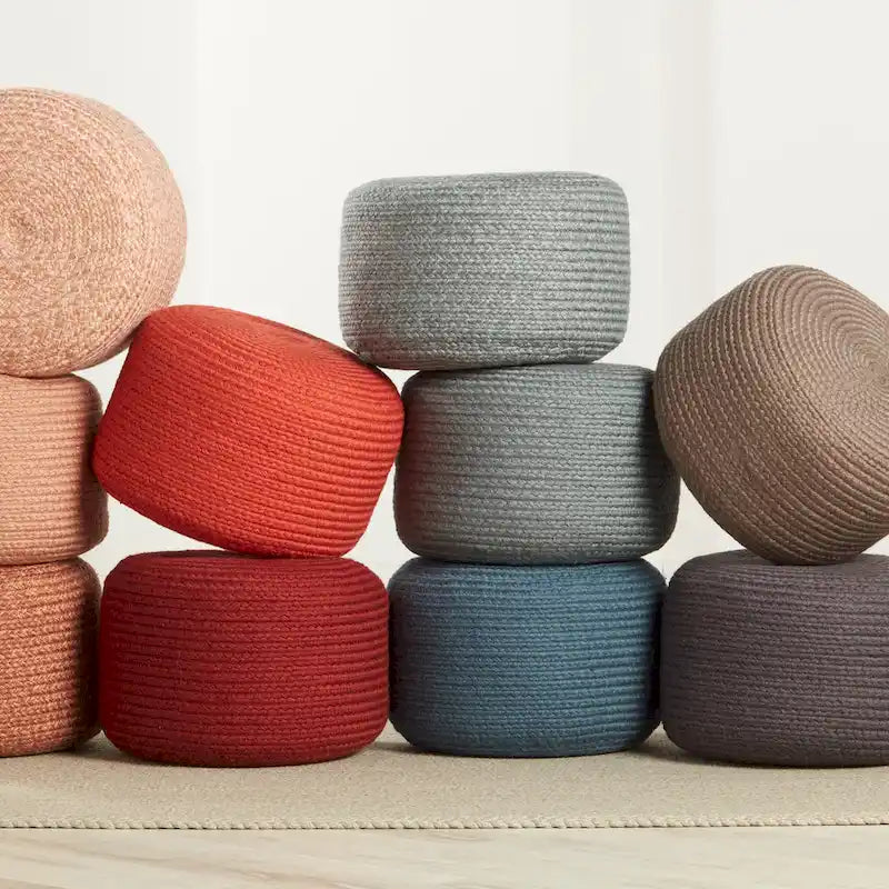Pouf/Repose-pieds rond en polyester pour l'intérieur et l'extérieur