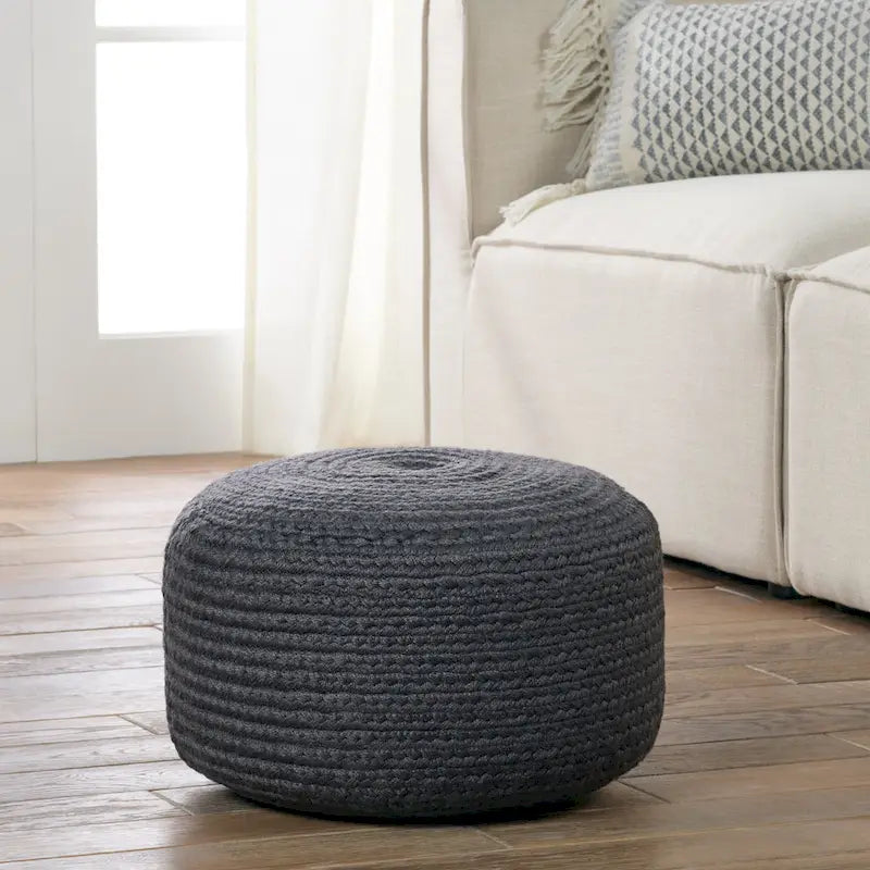Pouf/Repose-pieds rond en polyester pour l'intérieur et l'extérieur