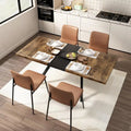 Table de salle à manger rectangulaire rétro avec plaque centrale noire estampée