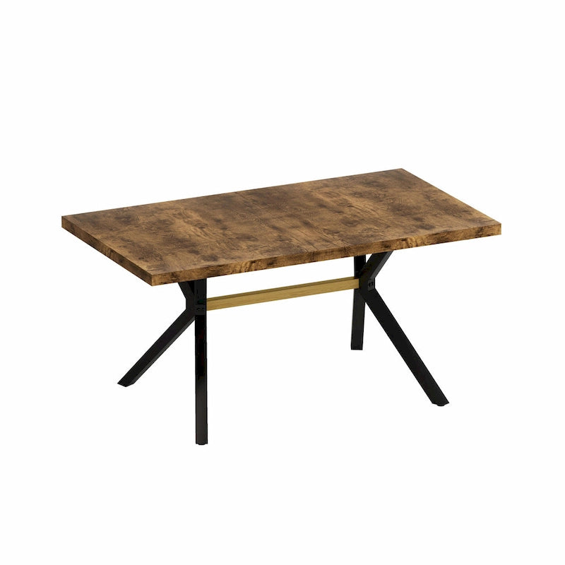 Table de salle à manger rectangulaire rétro avec plaque centrale noire estampée