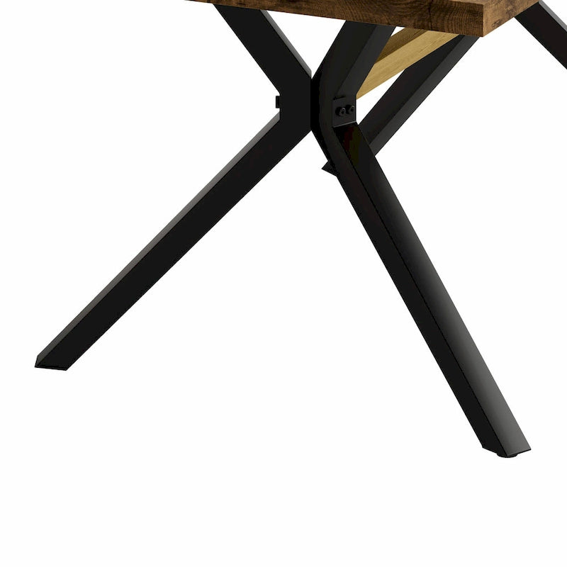 Table de salle à manger rectangulaire rétro avec plaque centrale noire estampée