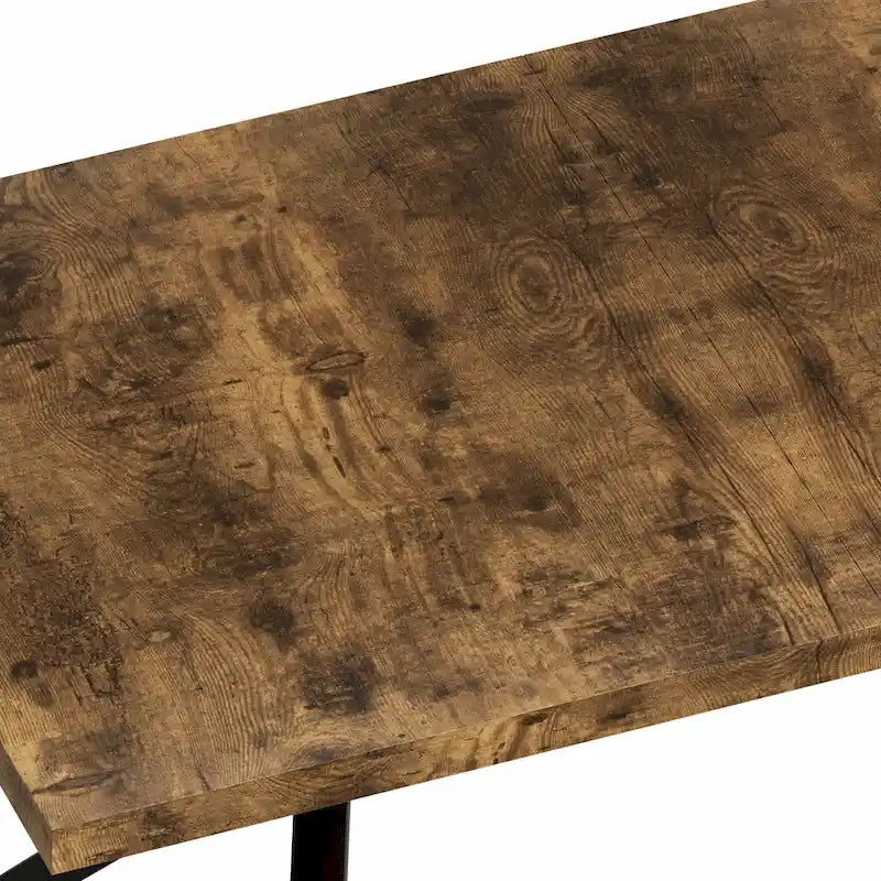 Table de salle à manger rectangulaire rétro avec plaque centrale noire estampée