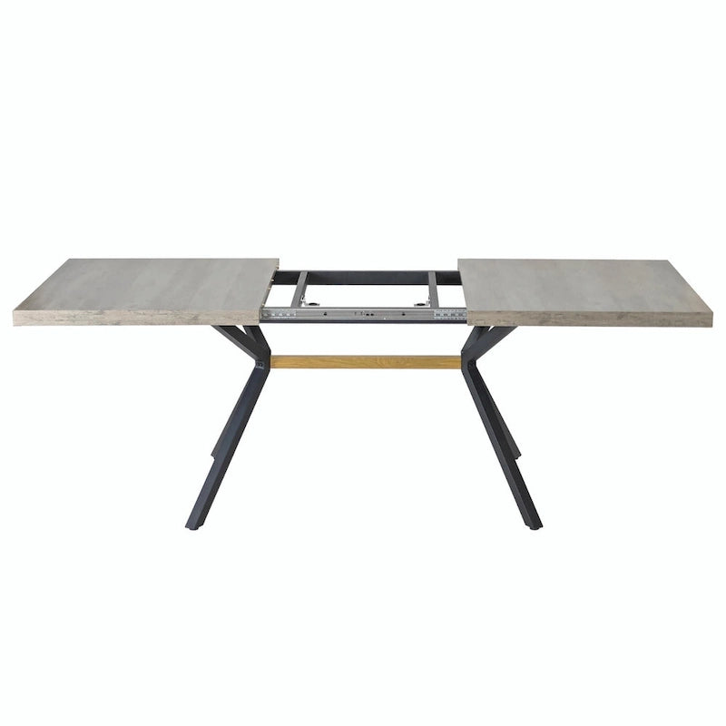 Table de salle à manger rectangulaire rétro avec plaque centrale noire estampée