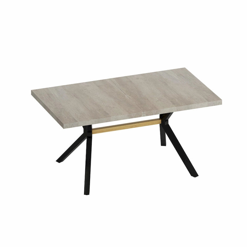 Table de salle à manger rectangulaire rétro avec plaque centrale noire estampée