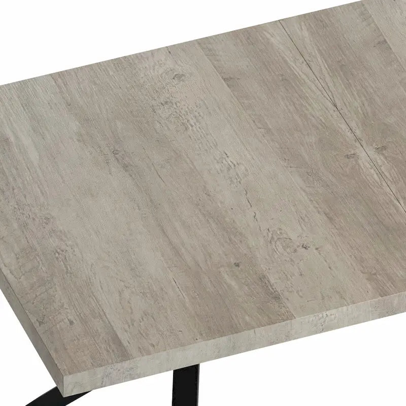 Table de salle à manger rectangulaire rétro avec plaque centrale noire estampée