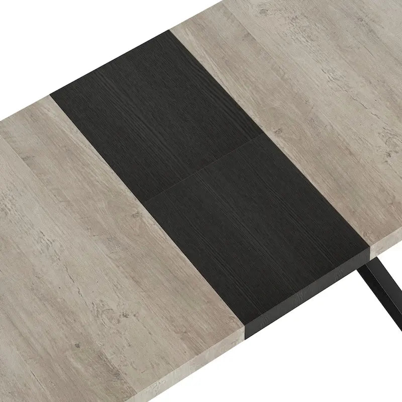 Table de salle à manger rectangulaire rétro avec plaque centrale noire estampée