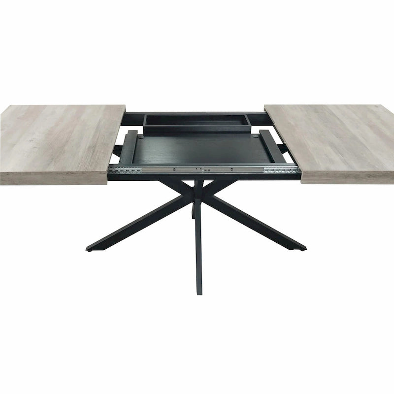 Table de salle à manger rectangulaire rétro avec plaque centrale noire estampée