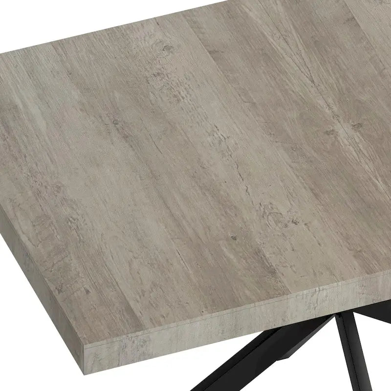 Table de salle à manger rectangulaire rétro avec plaque centrale noire estampée