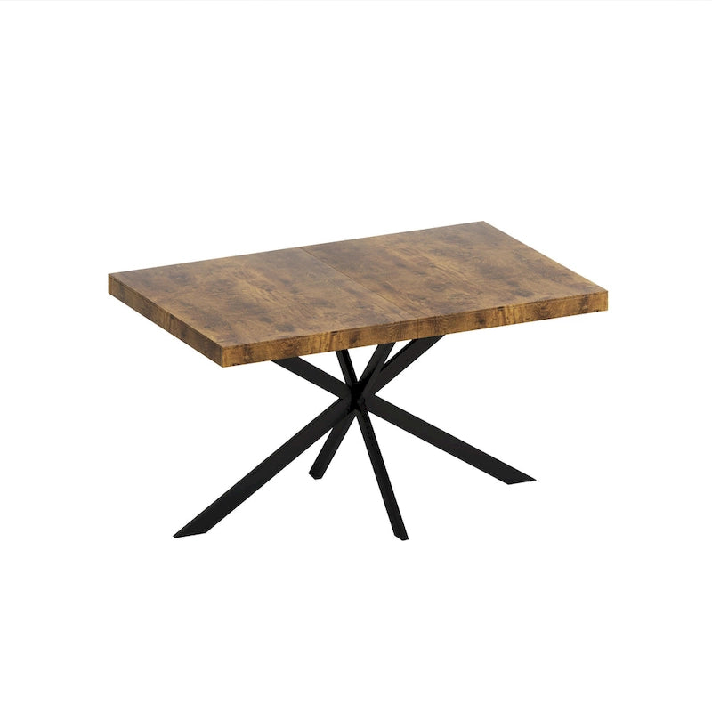Table de salle à manger rectangulaire rétro avec plaque centrale noire estampée