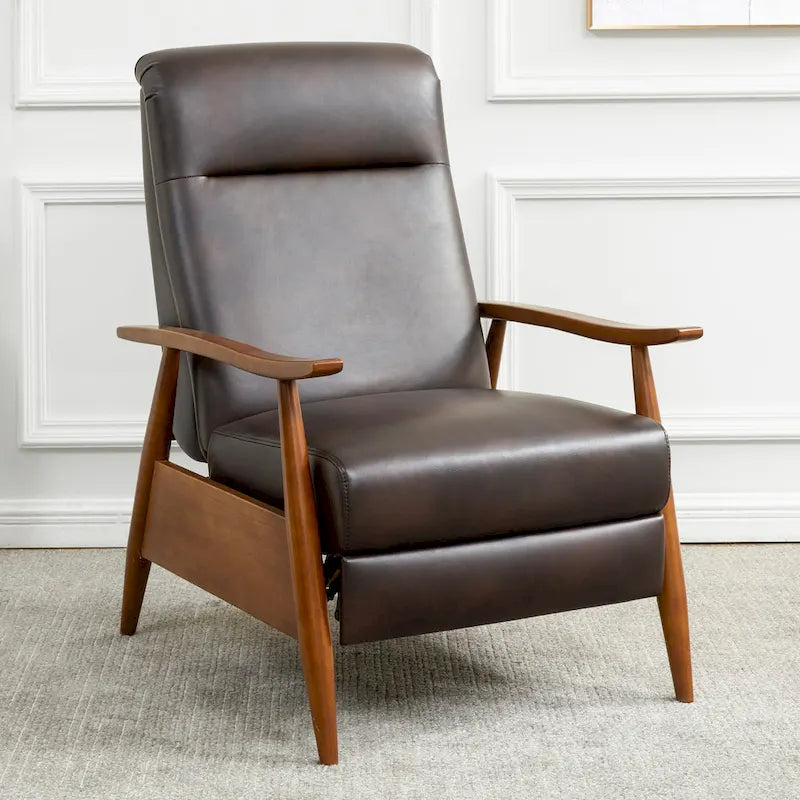 Fauteuil inclinable en bois rembourré avec dossier à pousser
