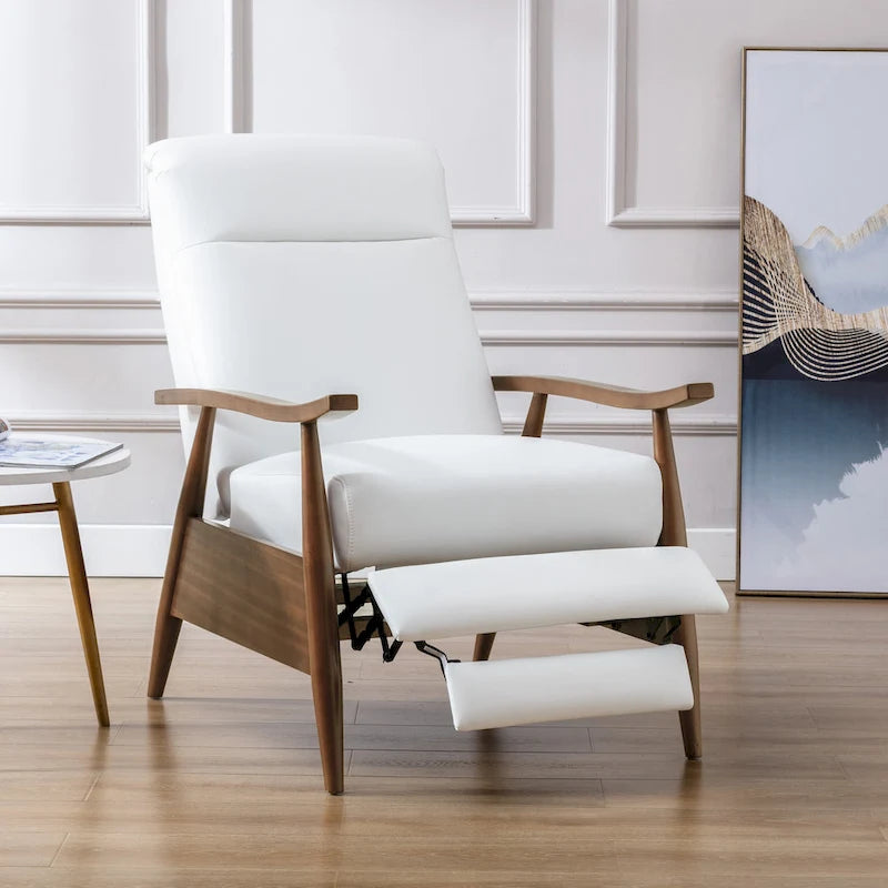 Fauteuil inclinable en bois rembourré avec dossier à pousser