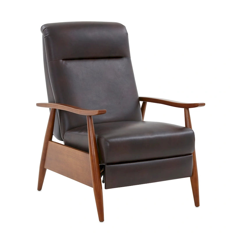 Fauteuil inclinable en bois rembourré avec dossier à pousser
