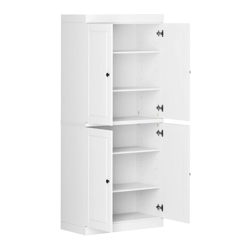 Meuble de garde-manger en bois massif avec portes givrées, vitrées transparentes ou pleines