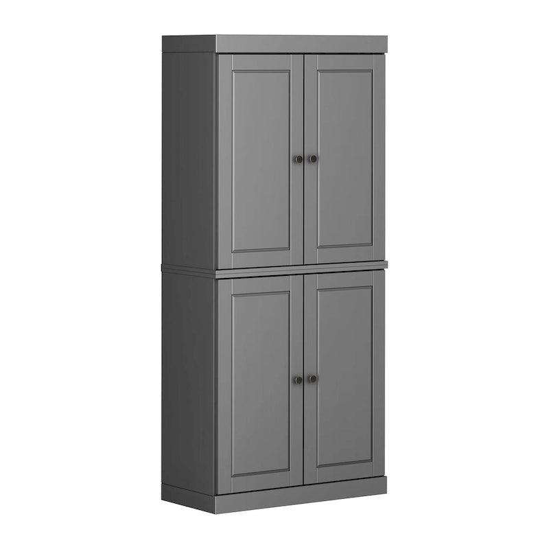 Meuble de garde-manger en bois massif avec portes givrées, vitrées transparentes ou pleines