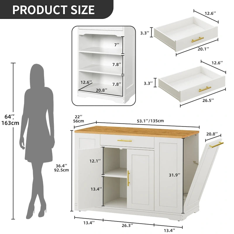 Îlot de cuisine roulant avec rangement, armoire de cuisine mobile portable, chariot de cuisine mobile