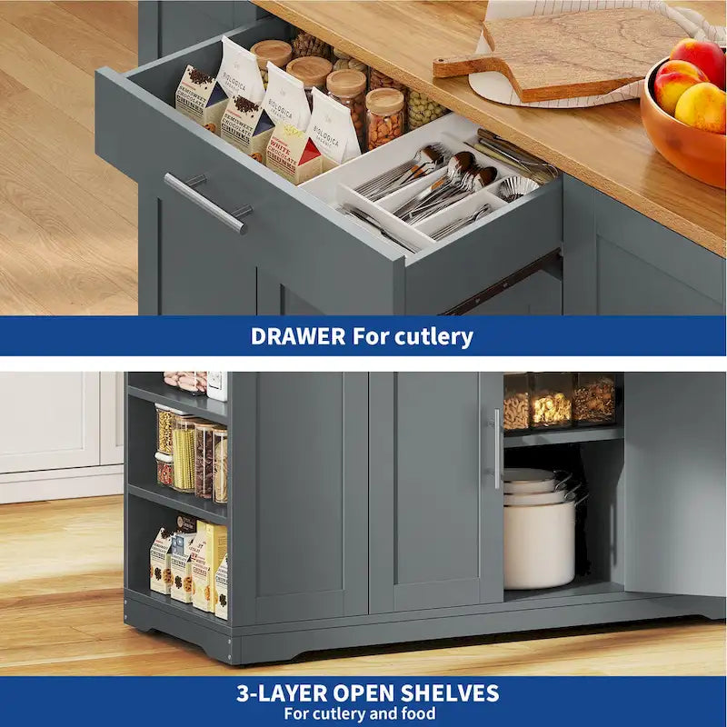Îlot de cuisine roulant avec rangement, armoire de cuisine mobile portable, chariot de cuisine mobile