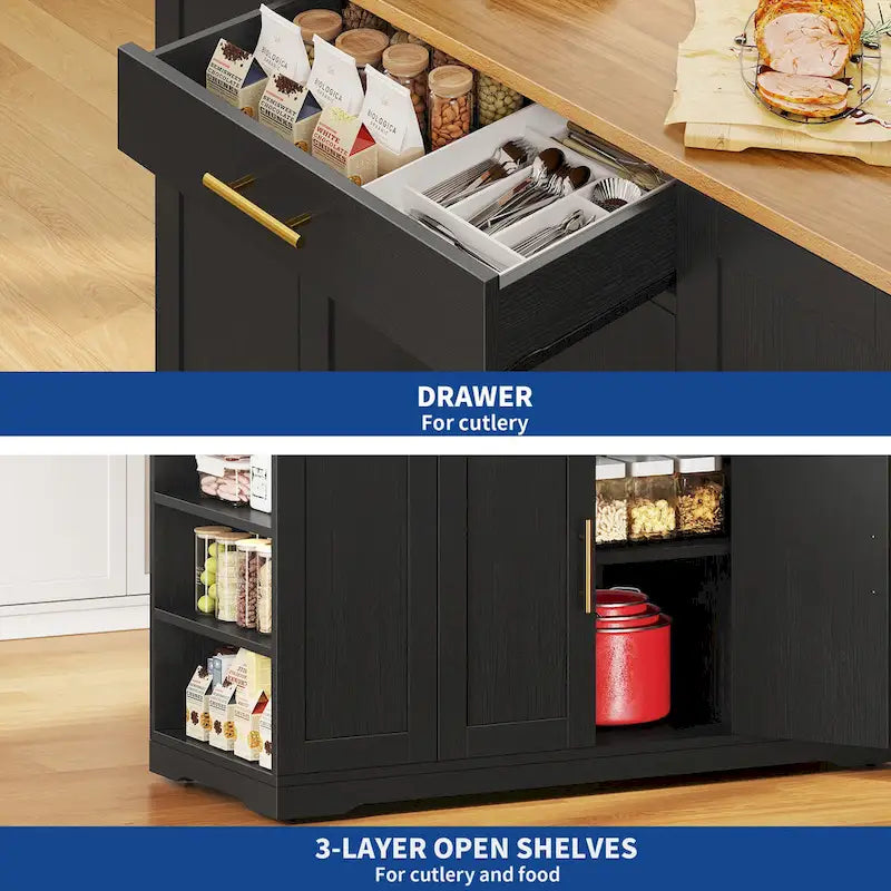 Îlot de cuisine roulant avec rangement, armoire de cuisine mobile portable, chariot de cuisine mobile