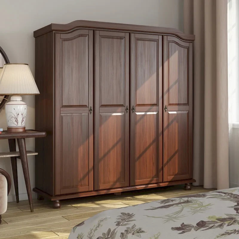 Armoire 4 portes en bois massif avec portes en bois massif ou portes miroir
