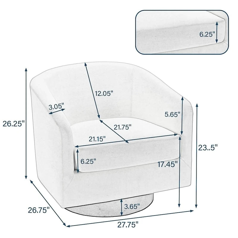 Fauteuils d'appoint pivotants à 360° modernes