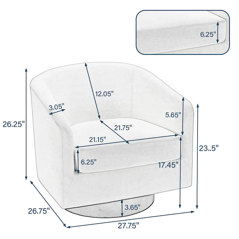 Fauteuils d'appoint pivotants à 360° modernes