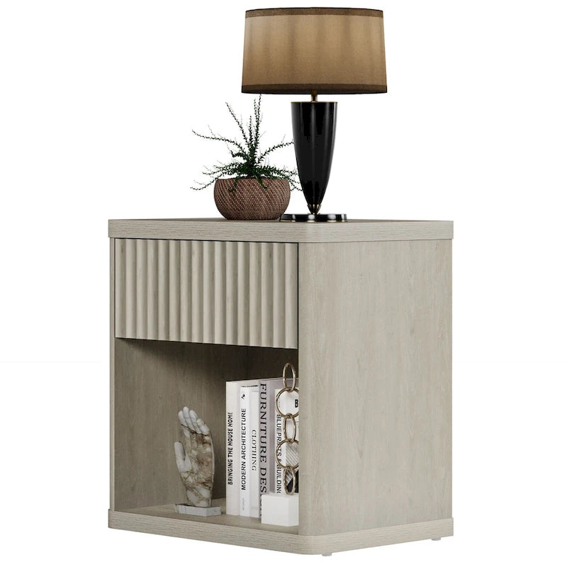 Table de chevet avec 1 tiroir et rangement ouvert