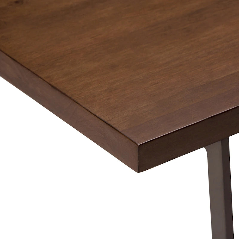 Bureau d'écriture industriel moderne en bois massif de 168 cm de large