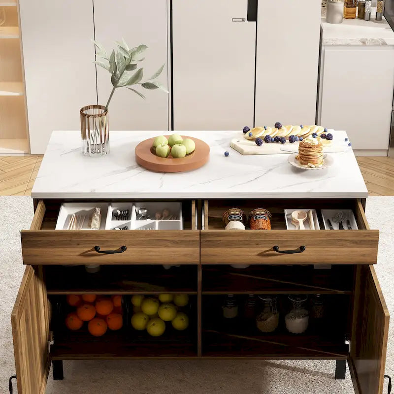 Îlot de cuisine élégant - Organisez et embellissez votre espace Table de buffet