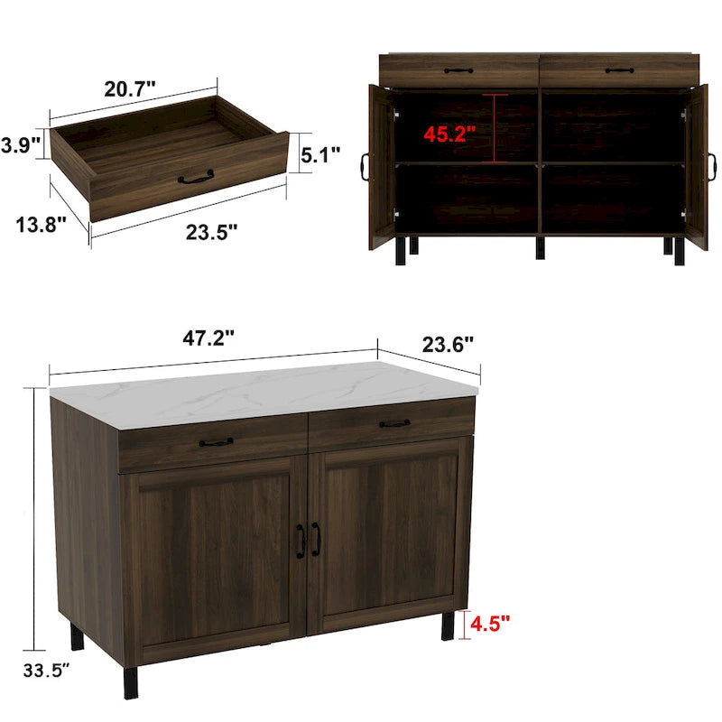 Îlot de cuisine élégant - Organisez et embellissez votre espace Table de buffet