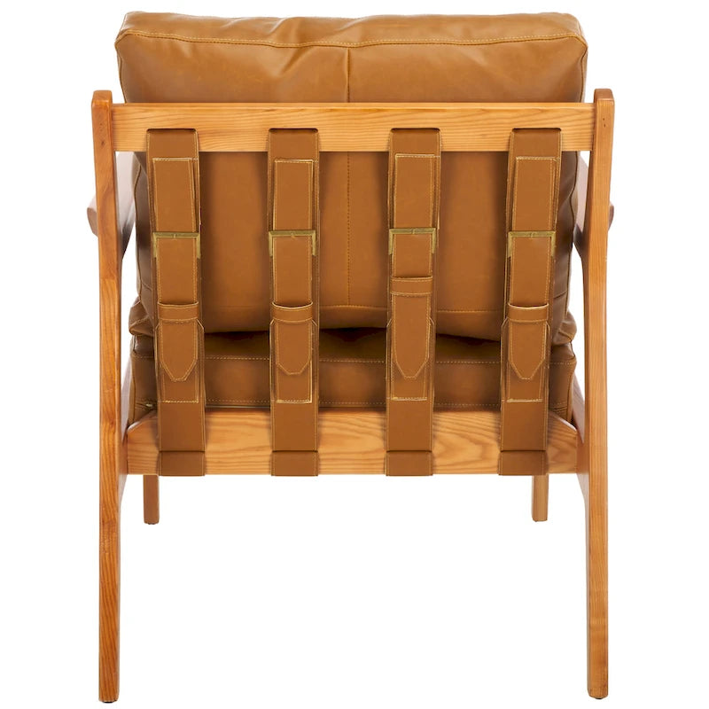 Fauteuil d'appoint en bois massif avec coussin