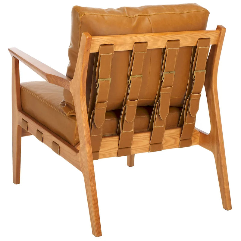 Fauteuil d'appoint en bois massif avec coussin