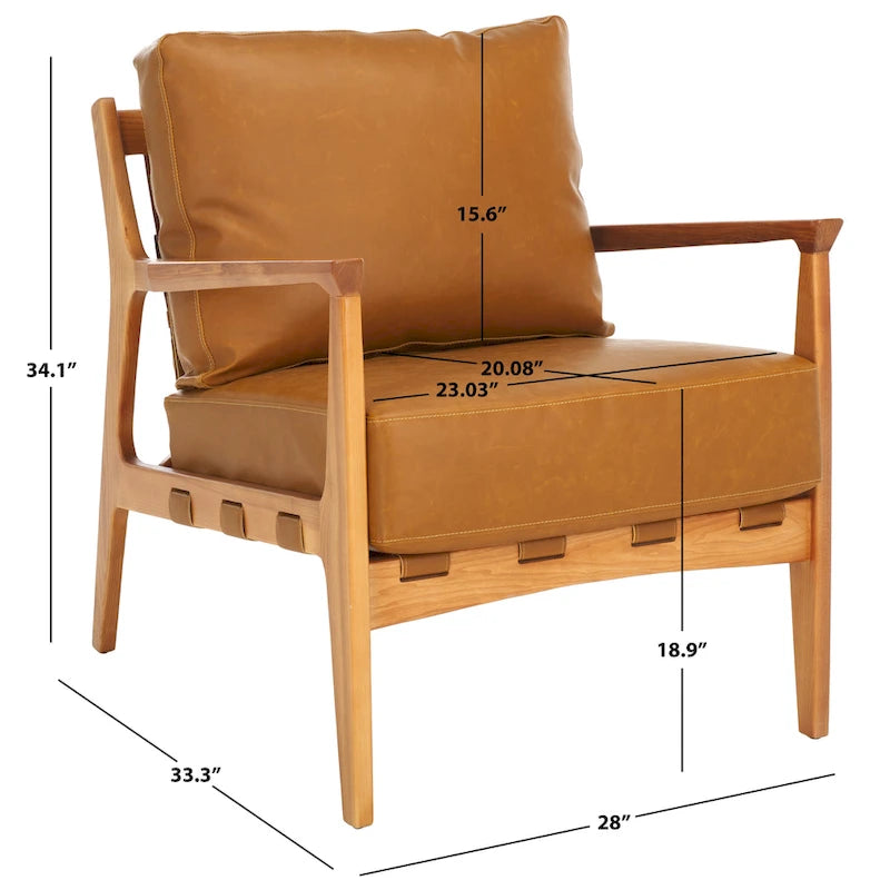 Fauteuil d'appoint en bois massif avec coussin
