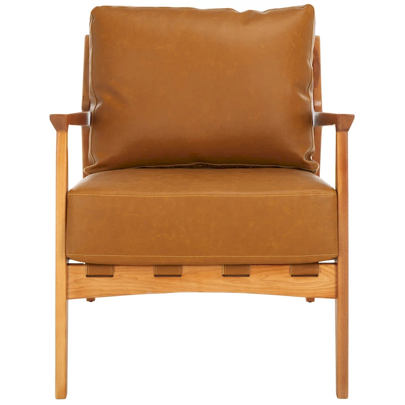 Fauteuil d'appoint en bois massif avec coussin