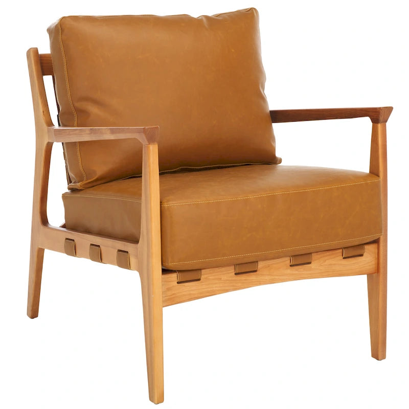 Fauteuil d'appoint en bois massif avec coussin