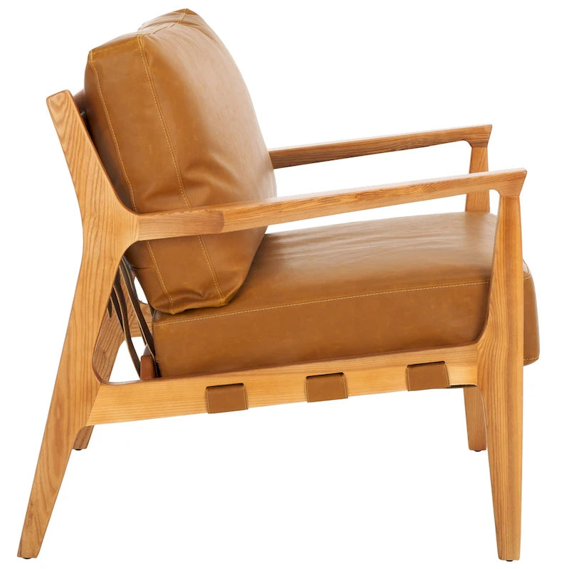 Fauteuil d'appoint en bois massif avec coussin