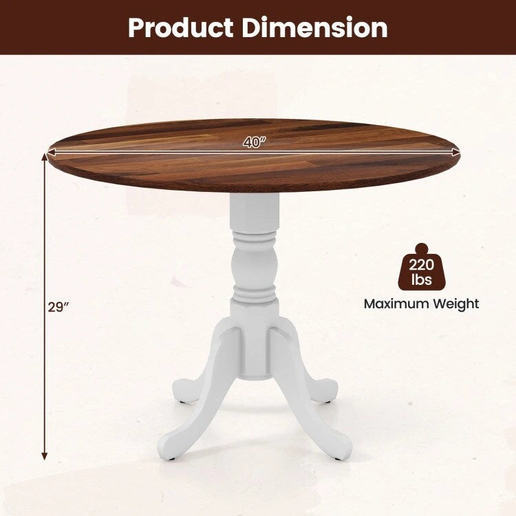Table de salle à manger en bois avec plateau rond et pieds en tréteaux incurvés
