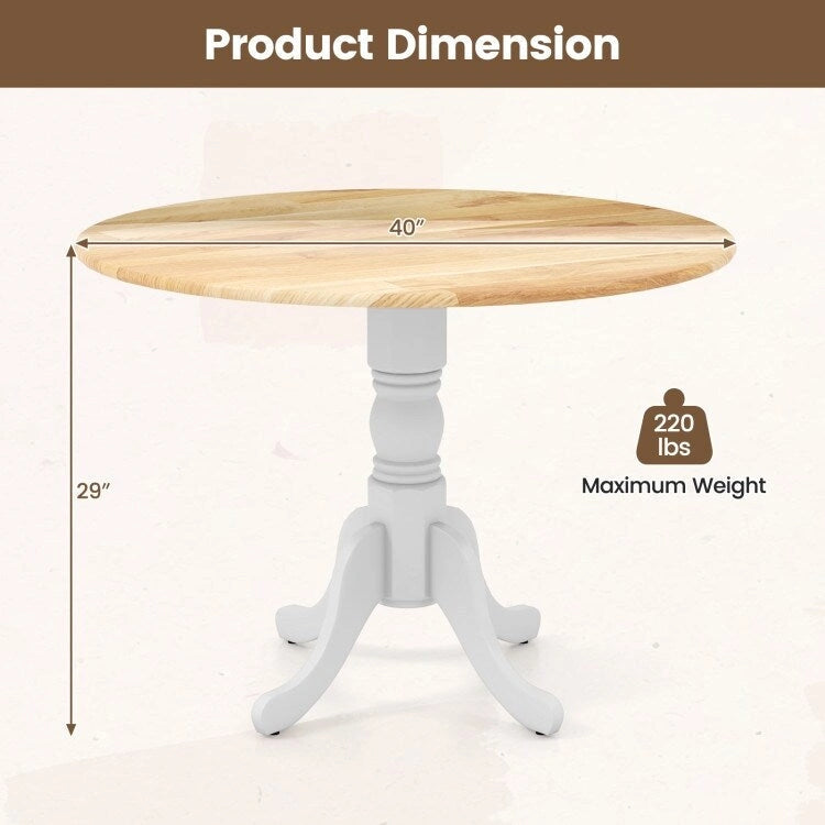 Table de salle à manger en bois avec plateau rond et pieds en tréteaux incurvés