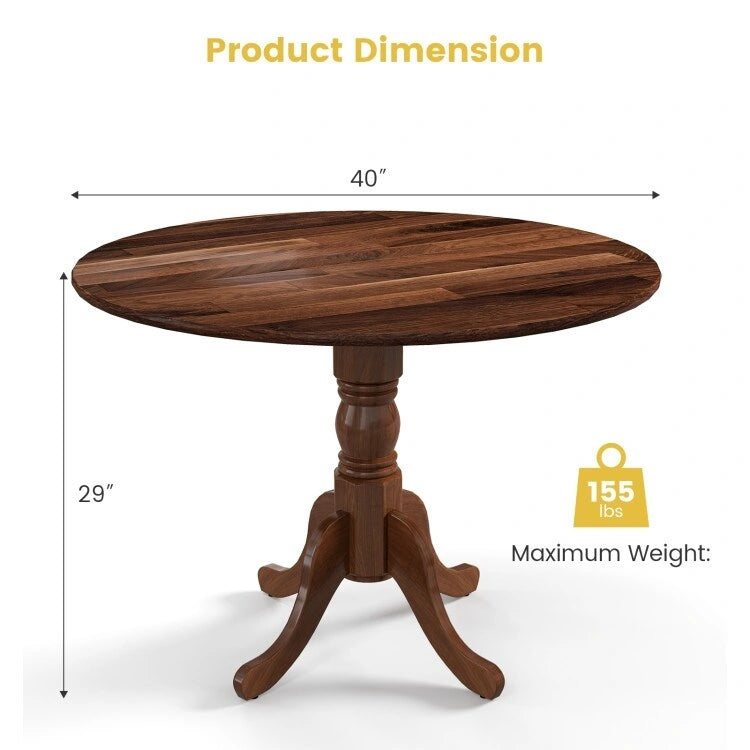 Table de salle à manger en bois avec plateau rond et pieds en tréteaux incurvés
